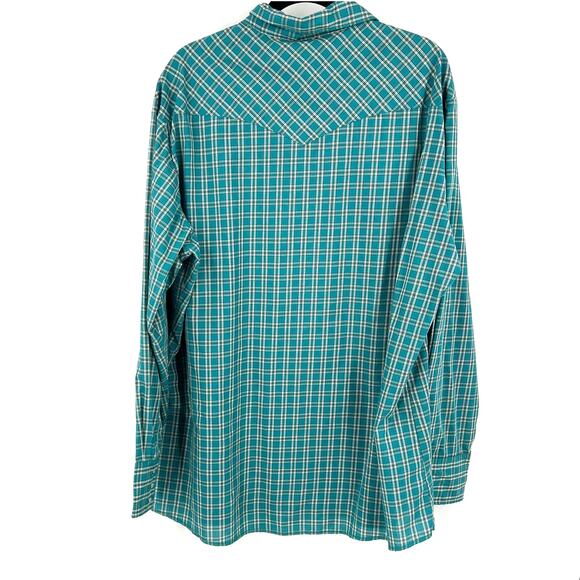 Vintage Wrangler Plaid Pearl Snap Long Sleeve Casual Button Down Men's 2XL - Picture 2 of 9
